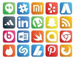 20 Social Media Icon Pack Including shazam chrome utorrent google allo word vector
