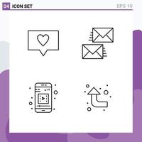 Pictogram Set of 4 Simple Filledline Flat Colors of like mobile media communication email arrows Editable Vector Design Elements