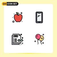 4 Universal Filledline Flat Colors Set for Web and Mobile Applications apple content phone android bloon Editable Vector Design Elements