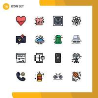 Set of 16 Modern UI Icons Symbols Signs for graph banking card science physics Editable Creative Vector Design Elements