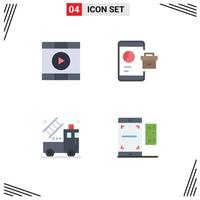 Pictogram Set of 4 Simple Flat Icons of control car start report drawing Editable Vector Design Elements