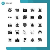 Set of 25 Modern UI Icons Symbols Signs for beaker delivery bag cyber monday toolkit Editable Vector Design Elements