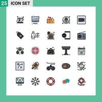 Pack of 25 Modern Filled line Flat Colors Signs and Symbols for Web Print Media such as camera iot gift internet of things plug Editable Vector Design Elements