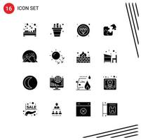 Universal Icon Symbols Group of 16 Modern Solid Glyphs of match business pencil pot puzzle quality Editable Vector Design Elements