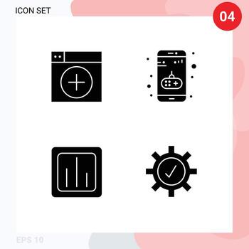 moderno conjunto de 4 4 sólido glifos pictografía de añadir analítica gráficos entretenimiento grafico editable vector diseño elementos