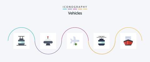 Vehicles Flat 5 Icon Pack Including filled. vehicles. plane. transportation. tram vector