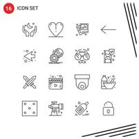 Modern Set of 16 Outlines Pictograph of cd next frame arrow arrow Editable Vector Design Elements