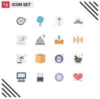 Pack of 16 Modern Flat Colors Signs and Symbols for Web Print Media such as scene hill internet landscape hobby Editable Pack of Creative Vector Design Elements