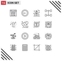 Set of 16 Modern UI Icons Symbols Signs for direction arrows ocean arrow automobile Editable Vector Design Elements