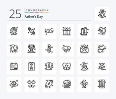 Fathers Day 25 Line icon pack including fathers day. dad. hand watch. gift. fathers day vector
