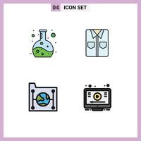 4 Creative Icons Modern Signs and Symbols of chemistry document clothes shopping network Editable Vector Design Elements