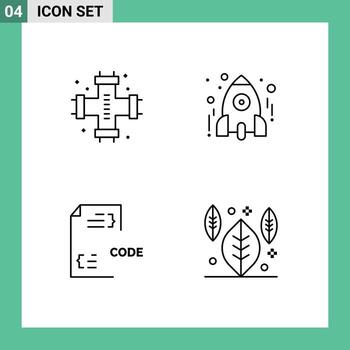 línea paquete de 4 4 universal símbolos de mecánico estudiar plomería aprender codificación editable vector diseño elementos