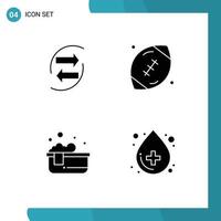 Set of 4 Vector Solid Glyphs on Grid for chang game exchang american football bathtub Editable Vector Design Elements