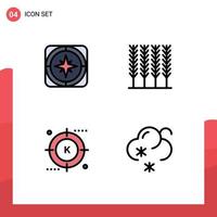 4 Thematic Vector Filledline Flat Colors and Editable Symbols of gps keyword navigation food optimization Editable Vector Design Elements