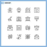 16 Universal Outlines Set for Web and Mobile Applications down design spring web people Editable Vector Design Elements