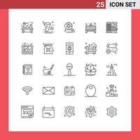 25 universal líneas conjunto para web y móvil aplicaciones detener tablero eliminar buscar encontrar editable vector diseño elementos