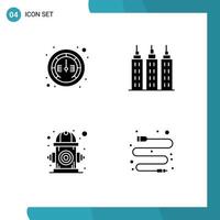 Pictogram Set of 4 Simple Solid Glyphs of gauge environment speed tower water Editable Vector Design Elements