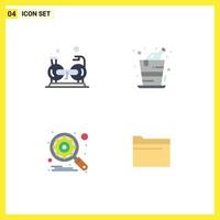 Mobile Interface Flat Icon Set of 4 Pictograms of cycling engine gym birthday search Editable Vector Design Elements