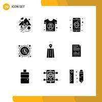 9 Creative Icons Modern Signs and Symbols of graph currency health analysis location Editable Vector Design Elements