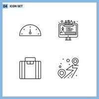 Pictogram Set of 4 Simple Filledline Flat Colors of dashboard suitcase design edit tool pin Editable Vector Design Elements