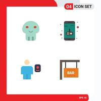 Mobile Interface Flat Icon Set of 4 Pictograms of biochemistry body death game human Editable Vector Design Elements