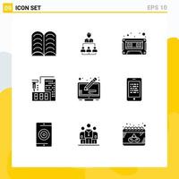Pictogram Set of 9 Simple Solid Glyphs of copyright home audio fabrication architecture Editable Vector Design Elements