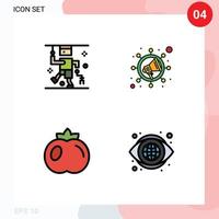 4 Thematic Vector Filledline Flat Colors and Editable Symbols of accident fruit medical viral eye Editable Vector Design Elements