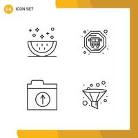 Stock Vector Icon Pack of 4 Line Signs and Symbols for cooking upload meal public transit filter Editable Vector Design Elements