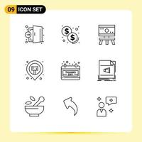 9 Creative Icons Modern Signs and Symbols of date map pin atom sticky location Editable Vector Design Elements