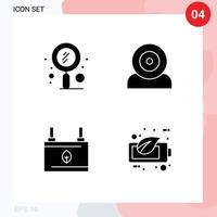 User Interface Pack of 4 Basic Solid Glyphs of quest technology seo devices clean Editable Vector Design Elements