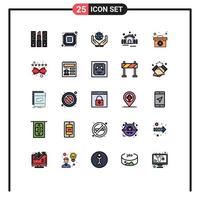 25 User Interface Filled line Flat Color Pack of modern Signs and Symbols of shelter garden encryption construction save the world Editable Vector Design Elements
