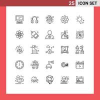 Line Pack of 25 Universal Symbols of dry skin use heart profile gear Editable Vector Design Elements