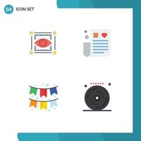 Universal Icon Symbols Group of 4 Modern Flat Icons of visual decoration eye medical garlands Editable Vector Design Elements
