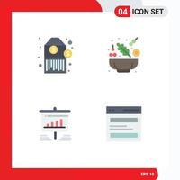 Modern Set of 4 Flat Icons and symbols such as barcode analytics cucumber presentation communication Editable Vector Design Elements