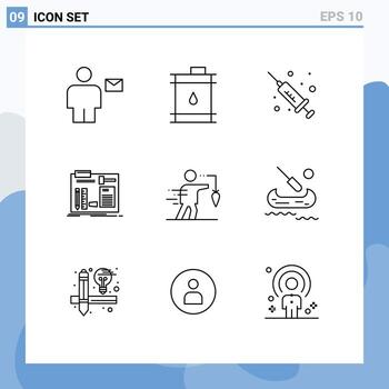 User Interface Pack of 9 Basic Outlines of aspiration engineer oil diy build Editable Vector Design Elements