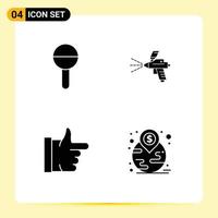 Pictogram Set of 4 Simple Solid Glyphs of baby like rattle gun financial Editable Vector Design Elements