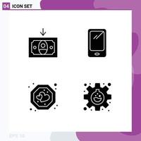 Universal Icon Symbols Group of 4 Modern Solid Glyphs of cash heart phone android tag Editable Vector Design Elements