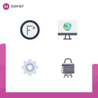 Pack of 4 creative Flat Icons of climate network temperature computer general Editable Vector Design Elements