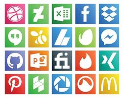 20 social medios de comunicación icono paquete incluso hozz xing anuncios Tinder PowerPoint vector