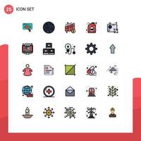 Mobile Interface Filled line Flat Color Set of 25 Pictograms of audio gasoline nature ecology money Editable Vector Design Elements