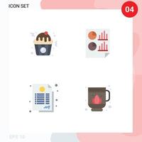 Set of 4 Vector Flat Icons on Grid for cupcake contract analytics page deal Editable Vector Design Elements