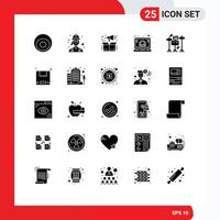 25 Creative Icons Modern Signs and Symbols of drum laptop technician case box Editable Vector Design Elements