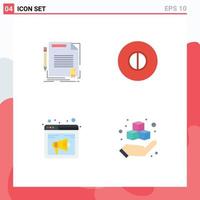 Modern Set of 4 Flat Icons and symbols such as agreement internet document beliefs speaker Editable Vector Design Elements