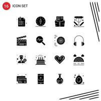 Set of 16 Modern UI Icons Symbols Signs for food dinner travel breakfast file Editable Vector Design Elements