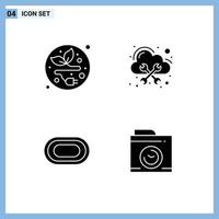 Set of 4 Modern UI Icons Symbols Signs for alternative energy racetrack database cloud camera Editable Vector Design Elements