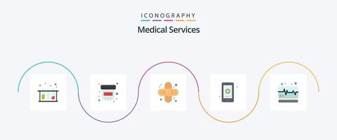 Medical Services Flat 5 Icon Pack Including pulse. medical. health. medicine. hospital vector