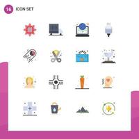 Modern Set of 16 Flat Colors and symbols such as pie lightning net connector cable Editable Pack of Creative Vector Design Elements