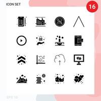 16 Creative Icons Modern Signs and Symbols of lock play diet interface top Editable Vector Design Elements