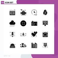 Mobile Interface Solid Glyph Set of 16 Pictograms of beliefs weather watch rain egg Editable Vector Design Elements