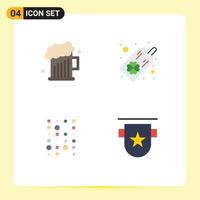 4 Universal Flat Icon Signs Symbols of beer instructure data fathers day four leaf clover badge Editable Vector Design Elements